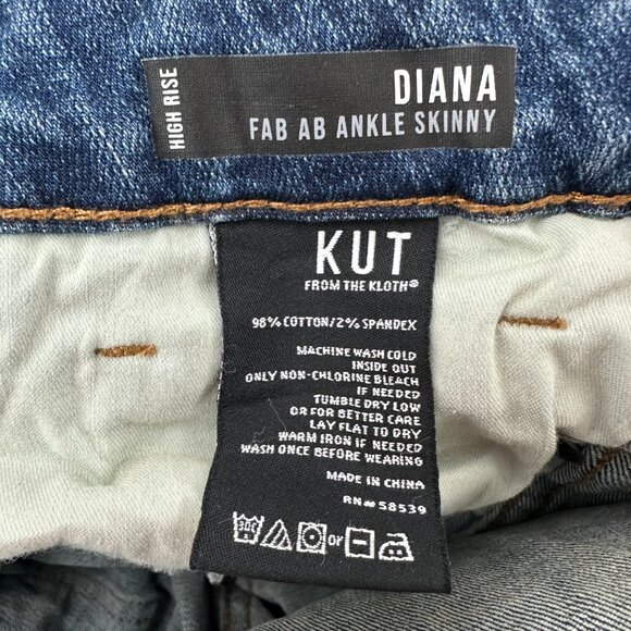 KUT From the Kloth Diana High Rise Fab Ab Ankle Skinny Women's size 14 Blue Jean - Picture 4 of 5